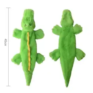 Funny Simulated Animal No Stuffing Dog Toy with Squeakers Durable Stuffingless Plush Squeaky Dog Chew Toy Crinkle Pet Squeak Toy - Green Crocodile