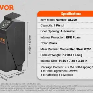 VEVOR Gun Safe Q235 Steel Pistol Safe 3-Way Quick Access Firearm Case Gun Box Advanced Biometric Technology Travel Gun Safe
