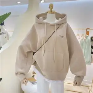 Women Solid Hoodies Sweatshirts Loose Long Sleeve Tops Casual Sporty Thick Warm Ladies Pockets Hooded Pullover Sweatshirt - khaki, One Size