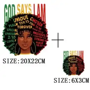 Black Queen Iron-On Heat Transfer Print-On T-Shirt Hoodies Patches For Clothing African Lady Glitter Thermal Sticker Applique - TH3306-33